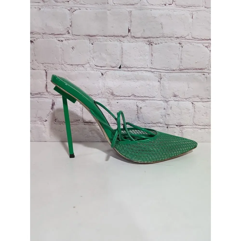 Jessica Rich Exotic Womens Sz 38 US 8 Stiletto Green Heels Sandals Ankle Wrap